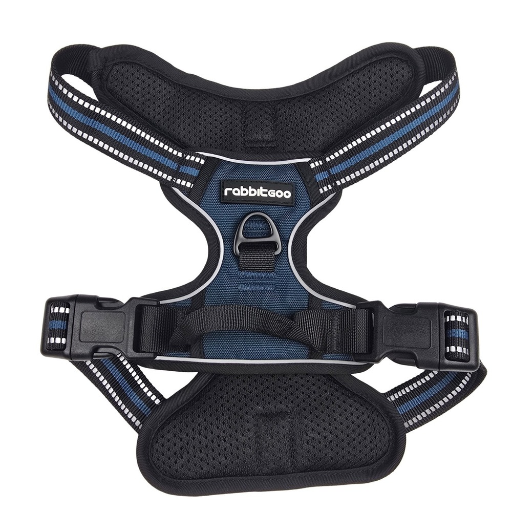 rabbitgoo Dog Harness Medium Blue No Pull Reflective Adjustable NEW